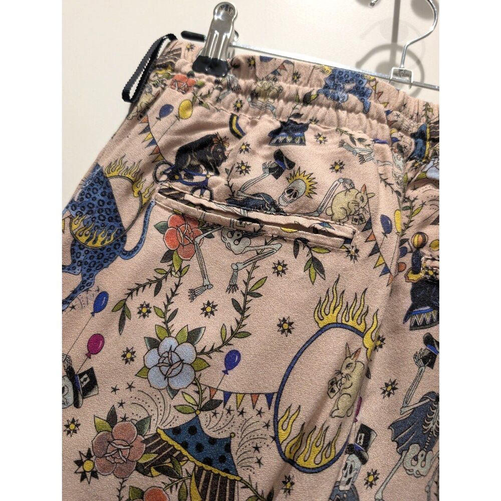 RARE Zadig & Voltaire Pale Pink Parono Circus Print Drawstring Pants